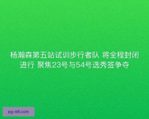 杨瀚森第五站试训步行者队 将全程封闭进行 聚焦23号与54号选秀签争夺 杨瀚森第五站试训步行者队 将全程封闭进行 聚焦23号与54号选秀签争夺