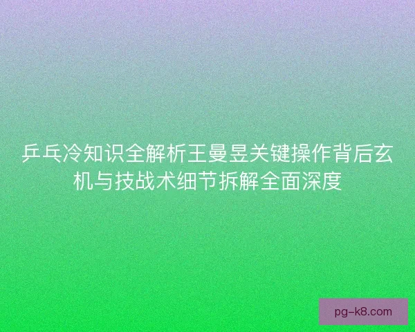 乒乓冷知识全解析王曼昱关键操作背后玄机与技战术细节拆解全面深度 乒乓冷知识全解析王曼昱关键操作背后玄机与技战术细节拆解全面深度