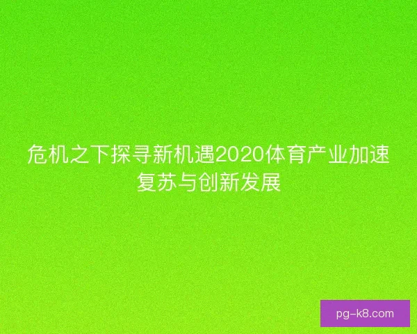 危机之下探寻新机遇2020体育产业加速复苏与创新发展