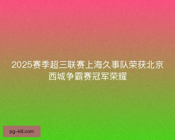 2025赛季超三联赛上海久事队荣获北京西城争霸赛冠军荣耀